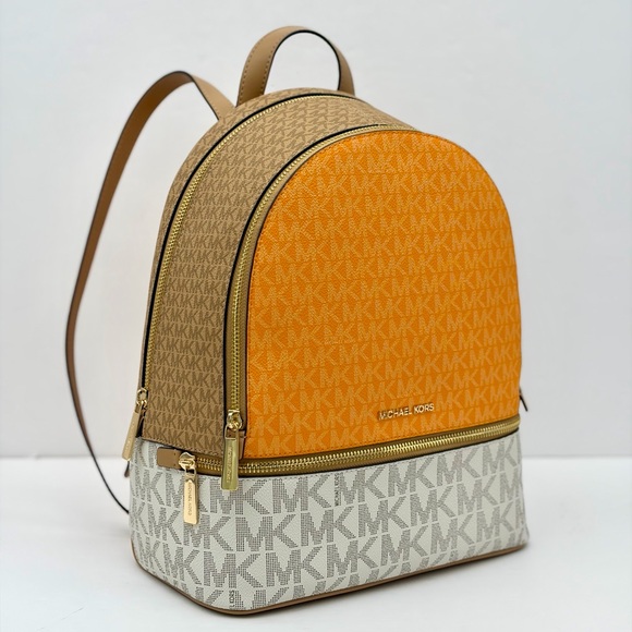 Michael Kors Orange and Tan Backpack with Wallet Set main image 8